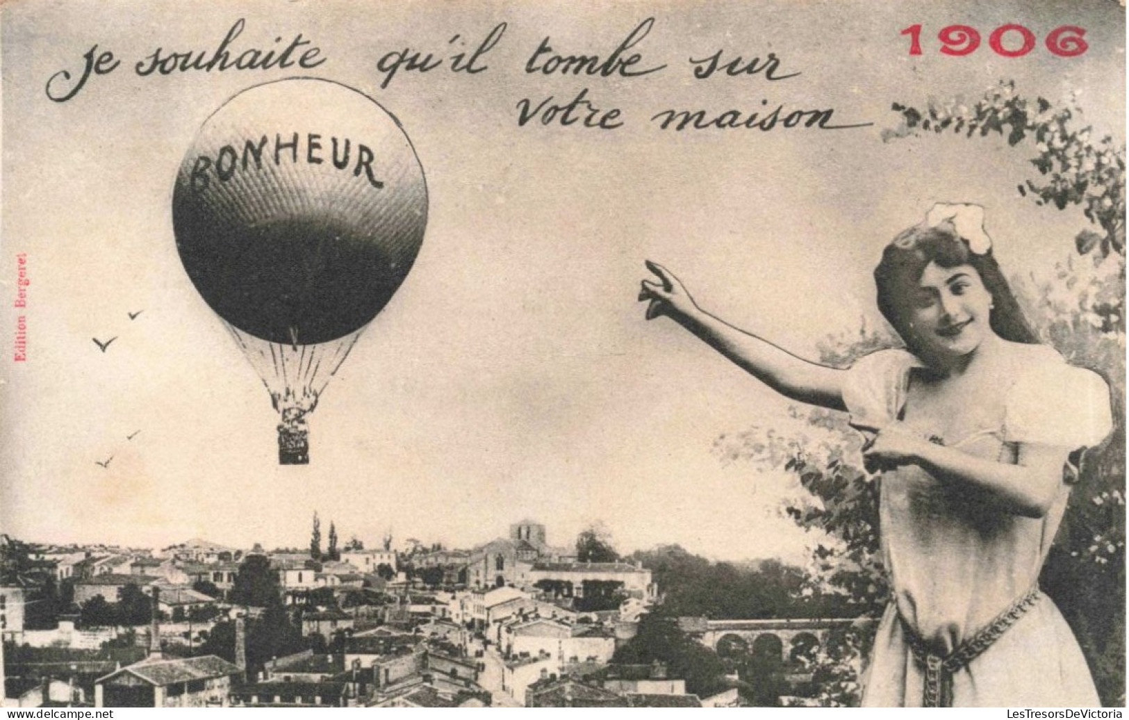 PHOTOGRAPHIE - Je Souhaite Qu'il Tombe Sur Votre Maison - Bonheur - Carte Postale Ancienne - Fotografie