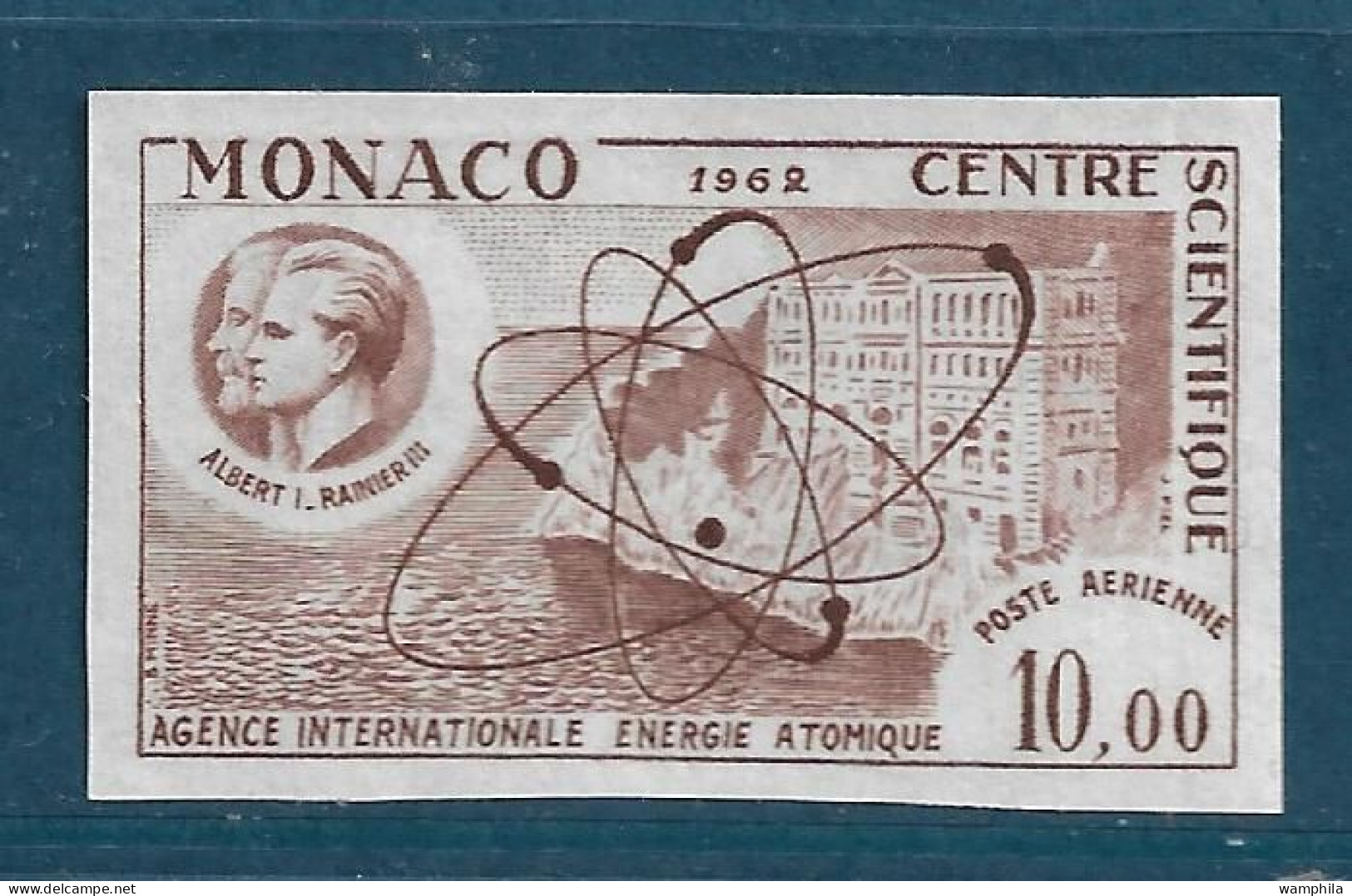 Monaco Poste Aérienne N°80** Non Dentelé, Essai De Couleur. Agence Internationale De L'énergie Atomique. .RARE. - Plaatfouten En Curiosa