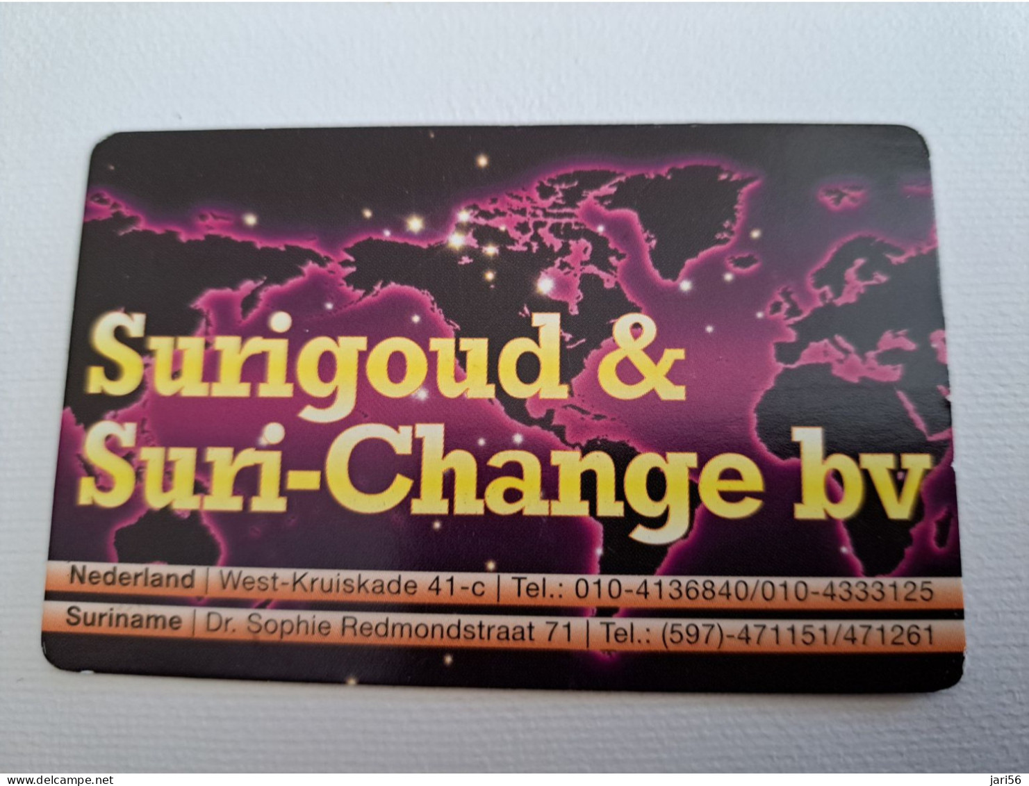 SURINAME US $  ?? / SURIGOUD & SURI-CHANGE BV./ SURINAME/NETHERLAND     PREPAID /  / FINE USED CARD            **15168** - Suriname