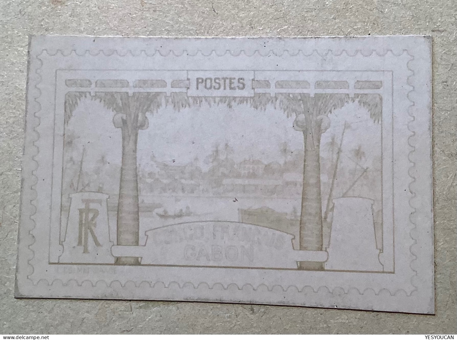 “CONGO FRANÇAIS GABON" 1910 Maquette Photo Originale RR ! Sur Carton, Ex Coll. Alice Laurent (essay Essai épreuve AEF - Unused Stamps