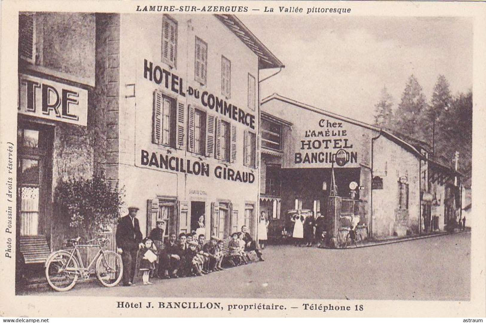 Cpa -69- Lamure Sur Azergue -peu Courante-animée- Hotel Brancillon -photo Poussin - Lamure Sur Azergues