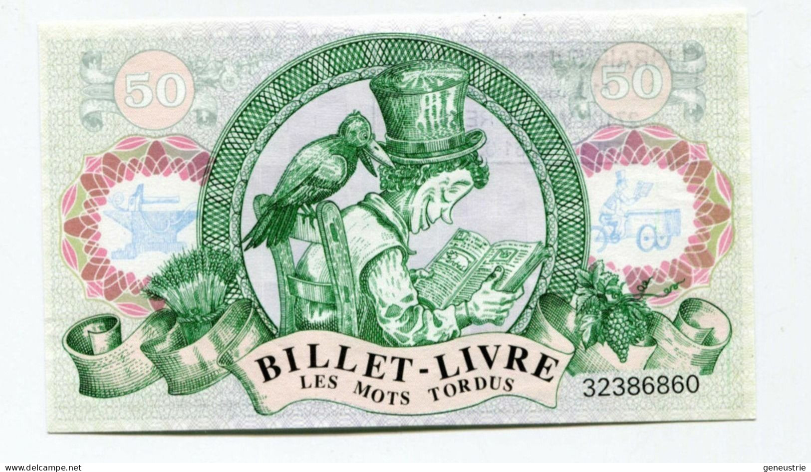 Rare Billet Nécessité "50 Fr Billet-Livre - Les Mots Tordus / Librairie Des Chalands - Val-de-Reuil" Eure - Normandie - Specimen