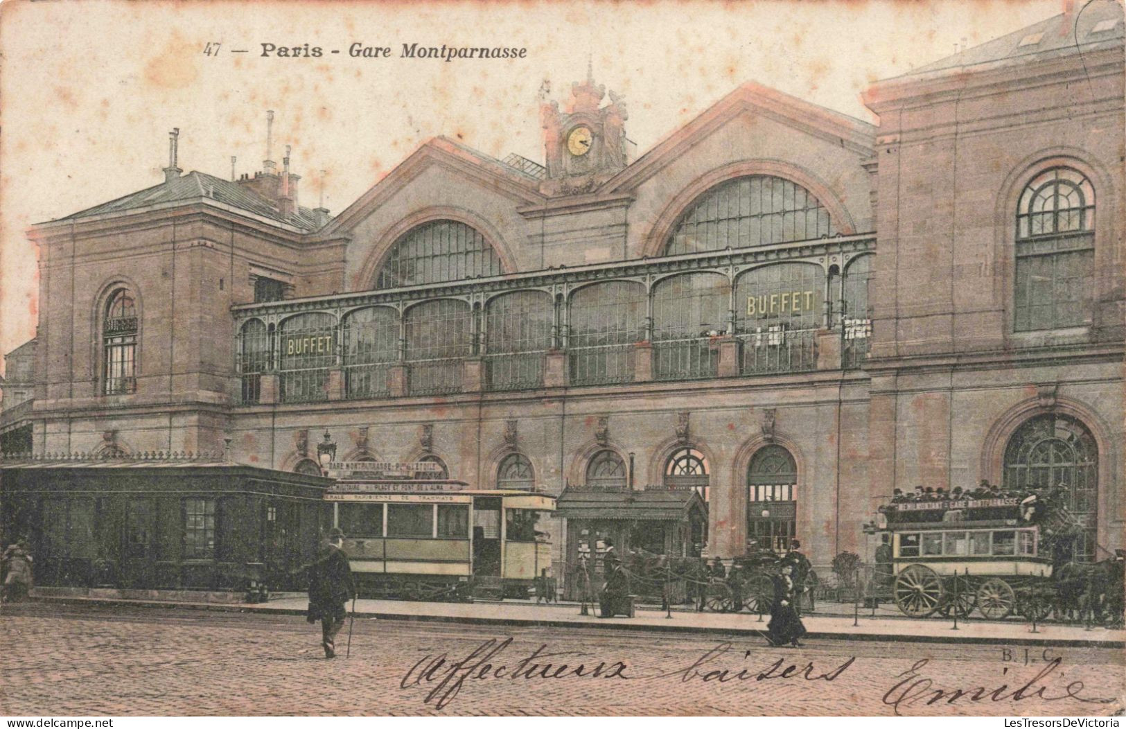 FRANCE - Paris - Gare Montparnasse - Colorisé - Carte Postale Ancienne - Transport Urbain En Surface