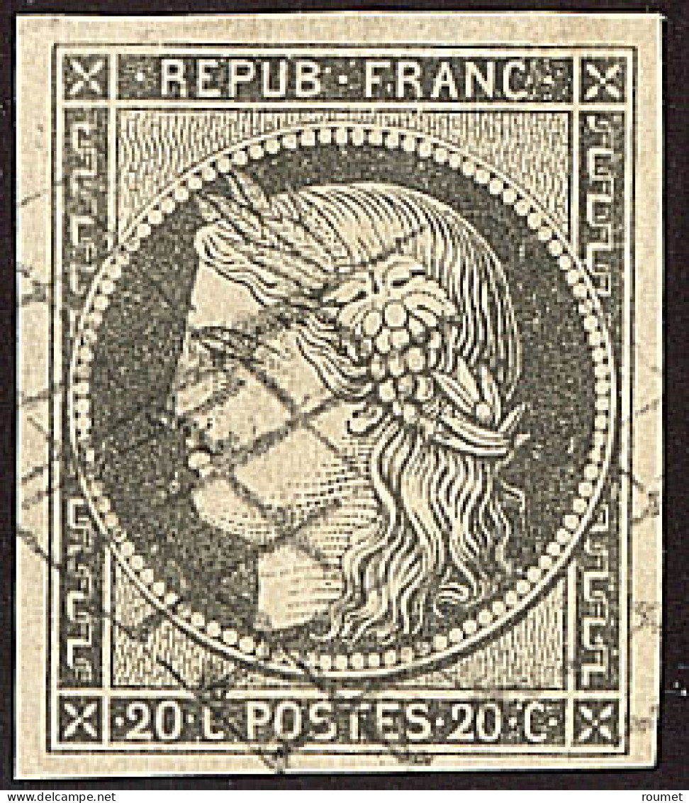 No 3c, Gris-noir, Obl Grille. - TB - 1849-1850 Cérès