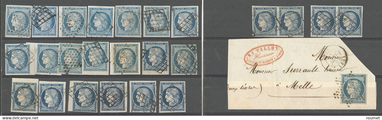 No 4, 21 Ex Dont Un Sur Fragment Et 2 Paires, Nuances Et Obl Diverses. - TB, B Ou Pd - 1849-1850 Ceres