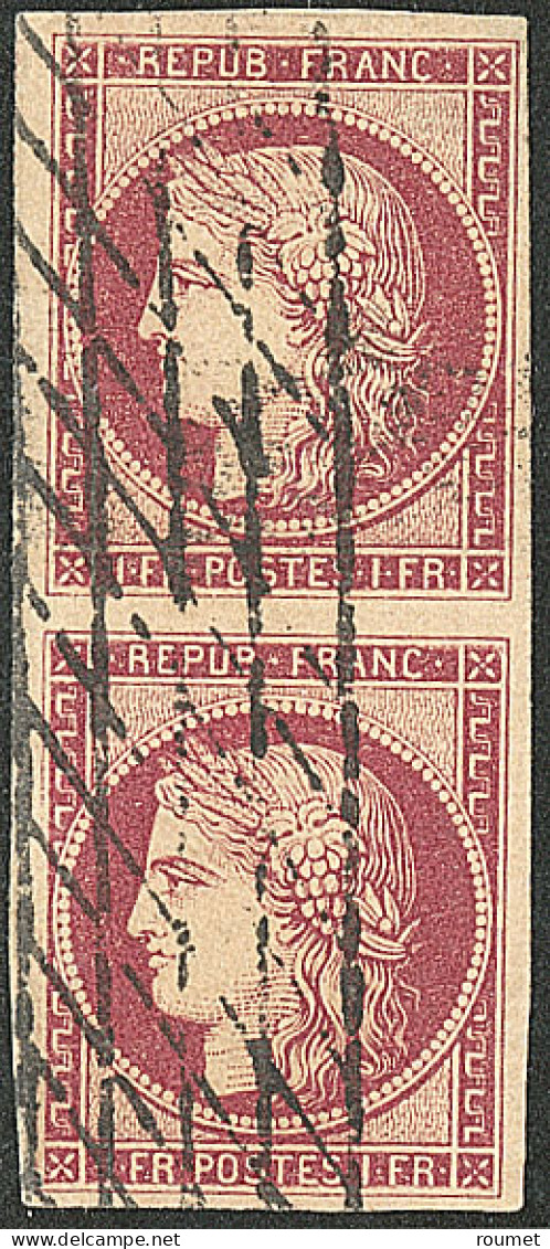 No 6, Paire Verticale Obl Grille Sans Fin. - TB - 1849-1850 Ceres