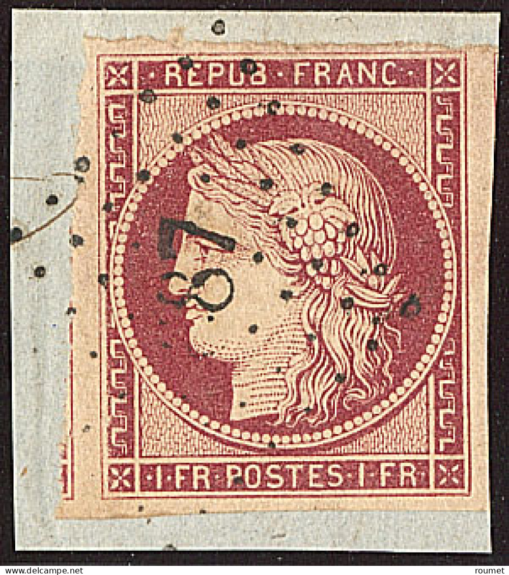 No 6b, Carmin Foncé, Deux Voisins, Obl Pc 87 Sur Petit Fragment. - TB. - R - 1849-1850 Cérès