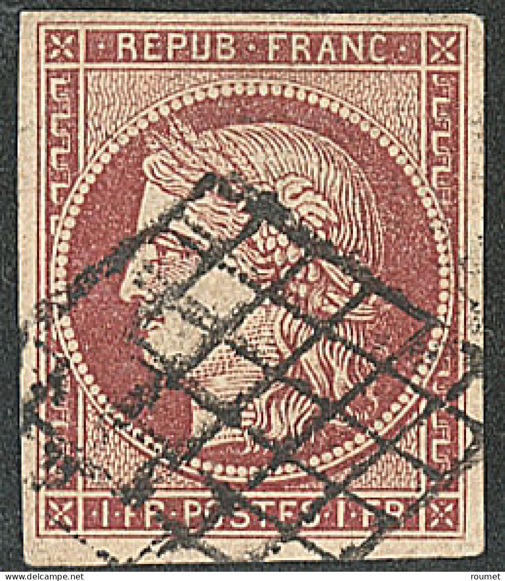 No 6B, Nuance Proche Du Rouge-brun, Obl Grille, Pli Mais TB D'aspect - 1849-1850 Ceres