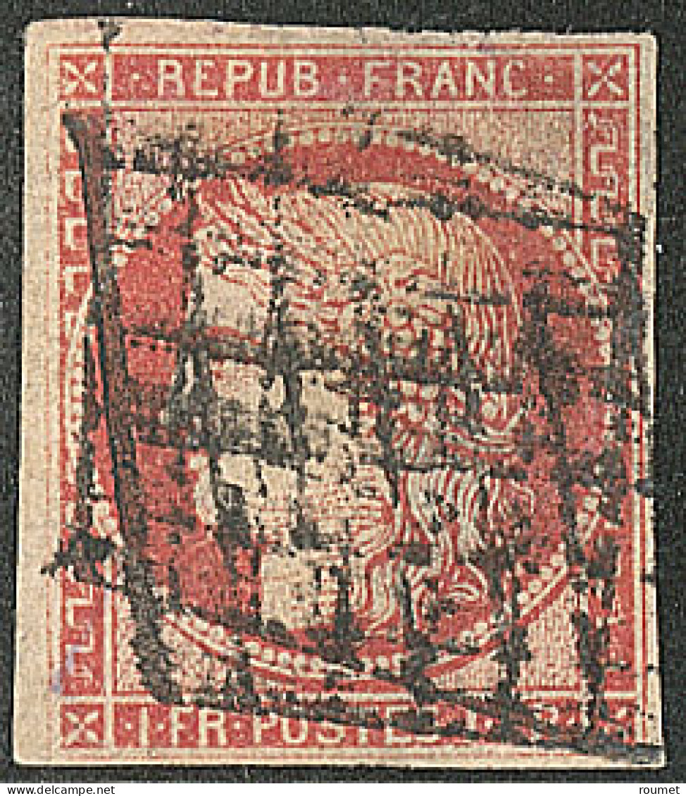 Vermillon. No 7, Obl Grille, Def Au Verso Mais B D'aspect. - R - 1849-1850 Cérès