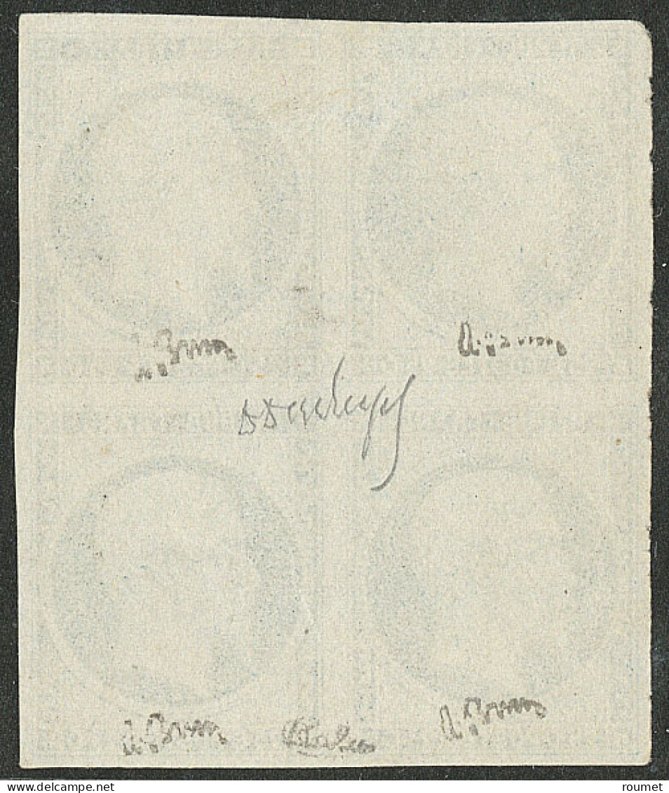 (*) No 10c, Bleu-verdâtre, Bloc De Quatre (infime Pelurage Au Verso De La Paire Sup), Superbe D'aspect. - R (N° Spink-Ma - 1852 Luigi-Napoleone