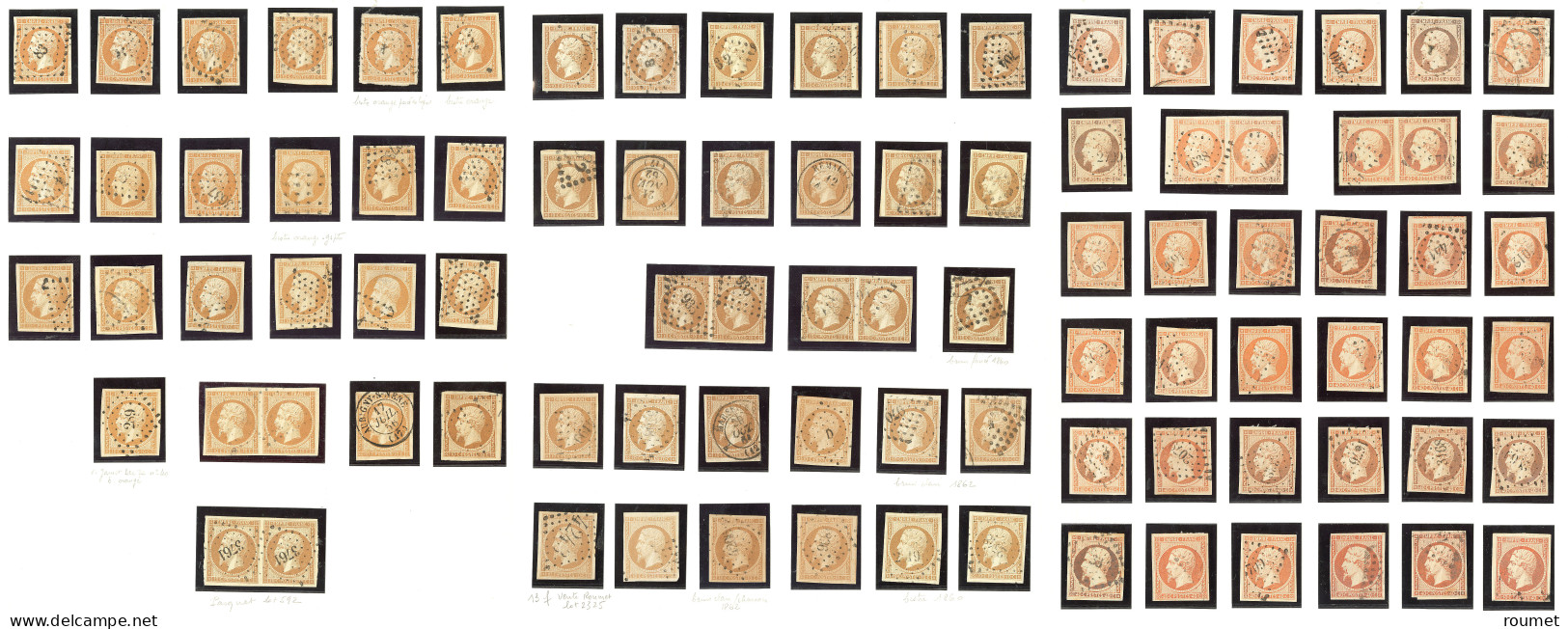 Collection. 1853-1860, Entre Les N°11 Et 17B, + 18 Et 18d Faussement Obl, Nuances Et Obl Diverses. - TB, B Ou Pd - 1853-1860 Napoléon III