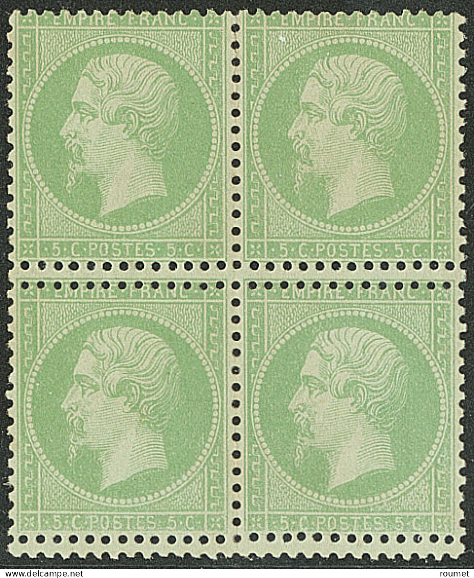 * Double Piquage Horizontal. No 20, Bloc De Quatre, Gomme Légèrement Altérée Sinon TB - 1862 Napoleon III