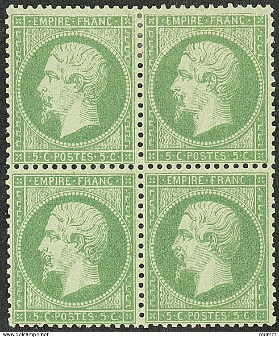 ** No 20a, Vert Foncé, Bloc De Quatre (deux Ex *), Très Frais. - TB - 1862 Napoleone III