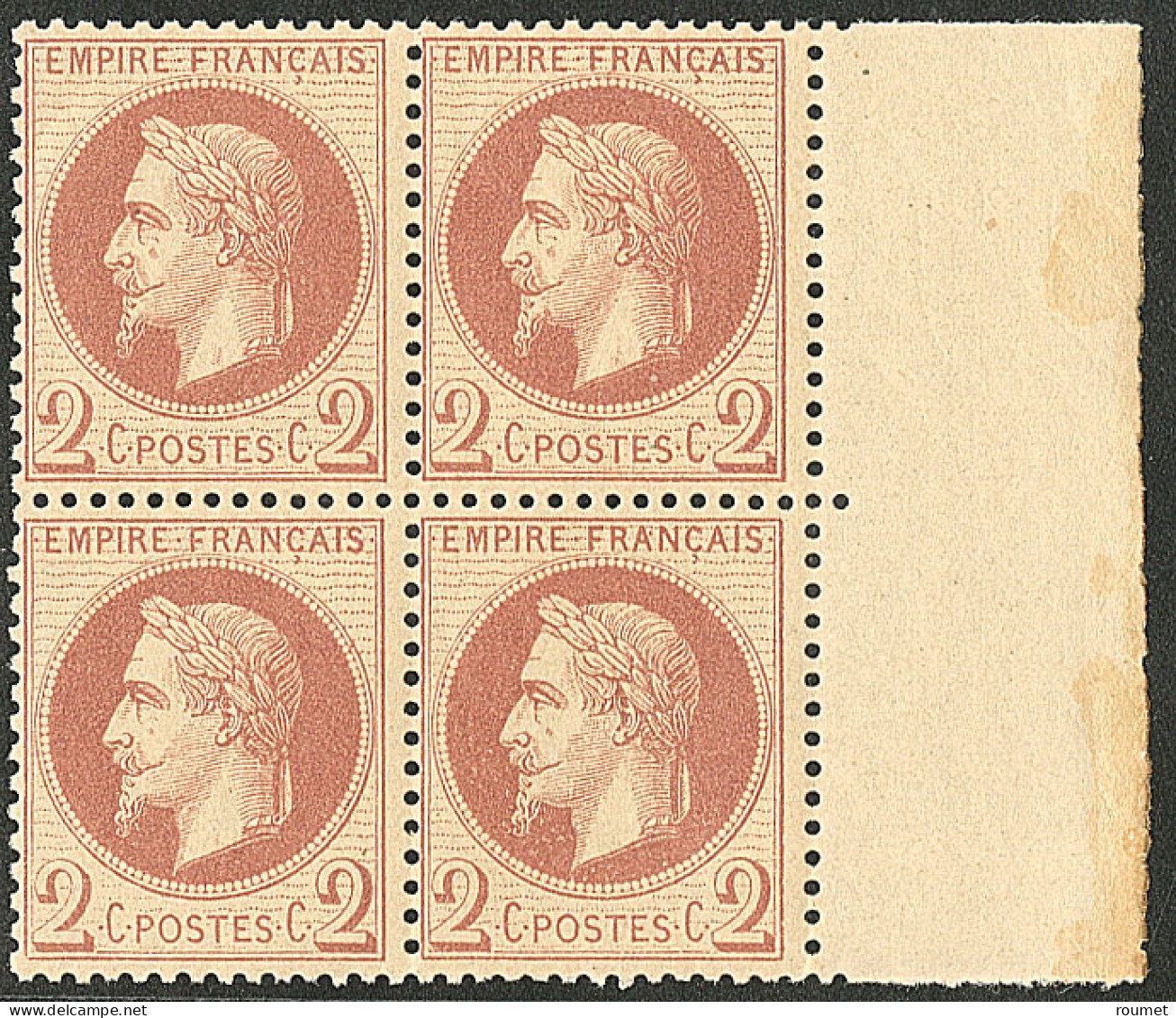 ** No 26B, Rouge-brun Clair Type II, Bloc De Quatre Bdf, Très Frais. - TB - 1863-1870 Napoleone III Con Gli Allori