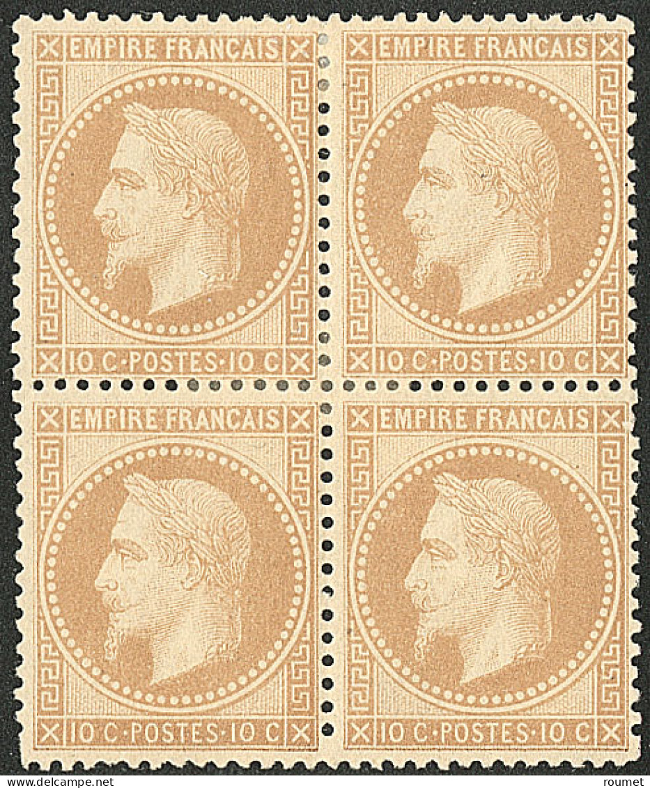 * No 28B, Bistre Type II, Bloc De Quatre, Très Frais. - TB - 1863-1870 Napoleon III With Laurels