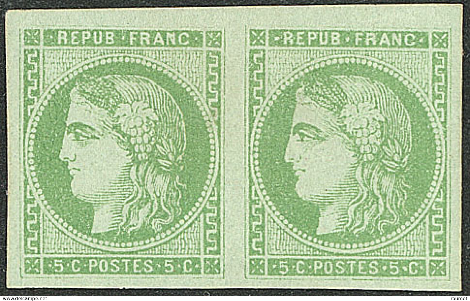 * No 42B, Vert-jaune, Paire, Infimes Pelurages En Bordures Sinon TB - 1870 Bordeaux Printing