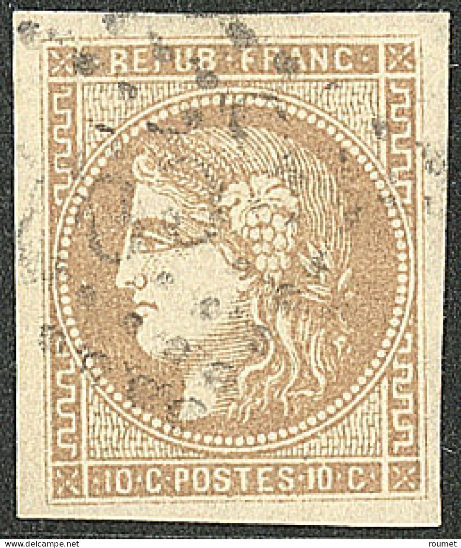 No 43Ab, Bistre-verdâtre, Obl Gc, Pli Mais TB D'aspect - 1870 Ausgabe Bordeaux