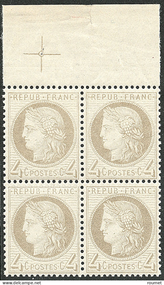 ** No 52, Bloc De Quatre Bdf Avec Croix De Repère, Très Frais Et Centré. - TB - 1871-1875 Ceres