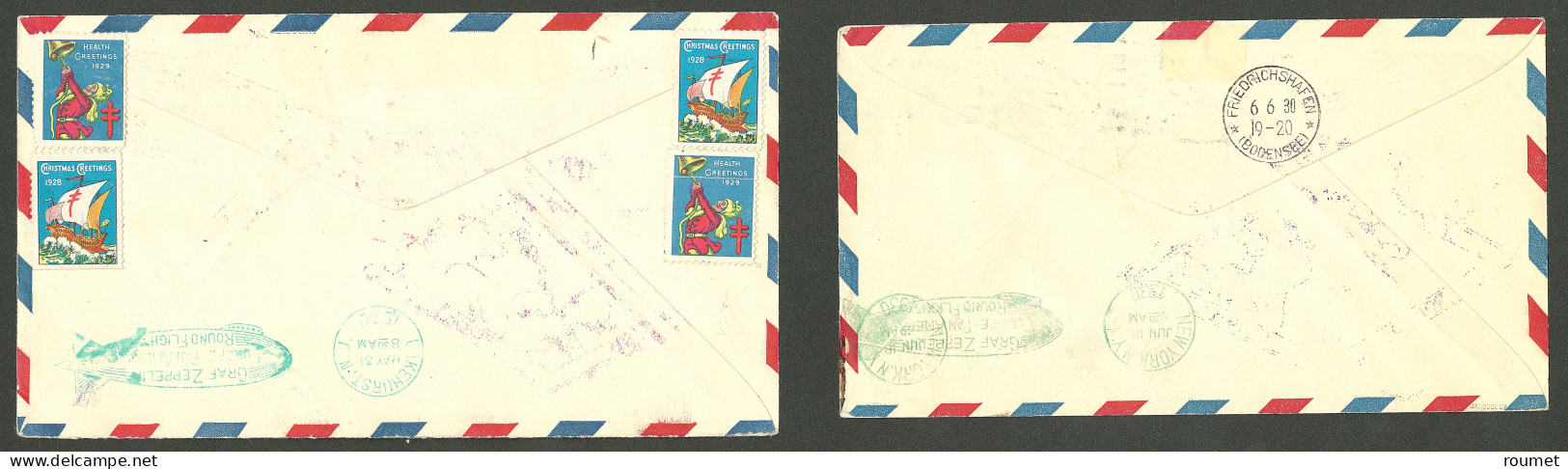 Lettre Süd Amerika Fahrt 1930. Deux Enveloppes Entier 5c Afft USA PA 14 Et 15 + Poste 285, Avec CS Et Destinations Diver - Other & Unclassified