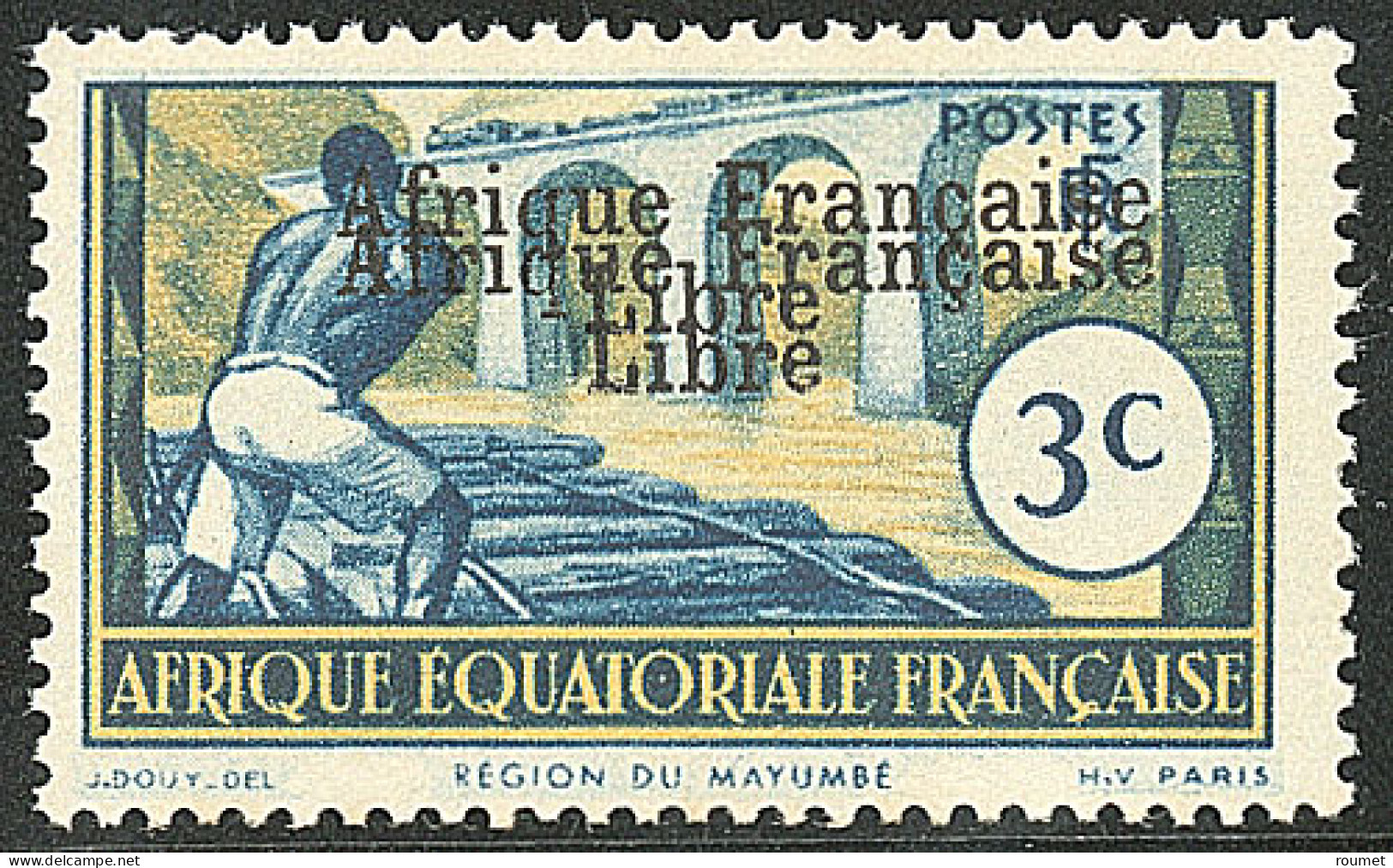 ** France-Libre. Double Surcharge. No 158c (Maury #138c). - TB - Altri & Non Classificati