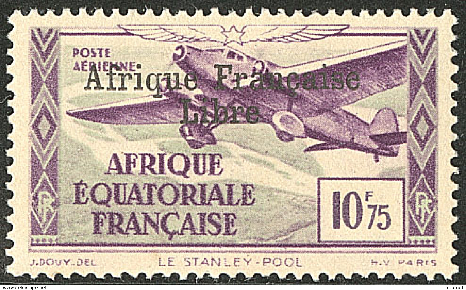 * Poste Aérienne, France-Libre. Surcharge AFL En Noir Sans La Surcharge "50f". No 21c, Gomme Coloniale. - TB. - R (tirag - Altri & Non Classificati