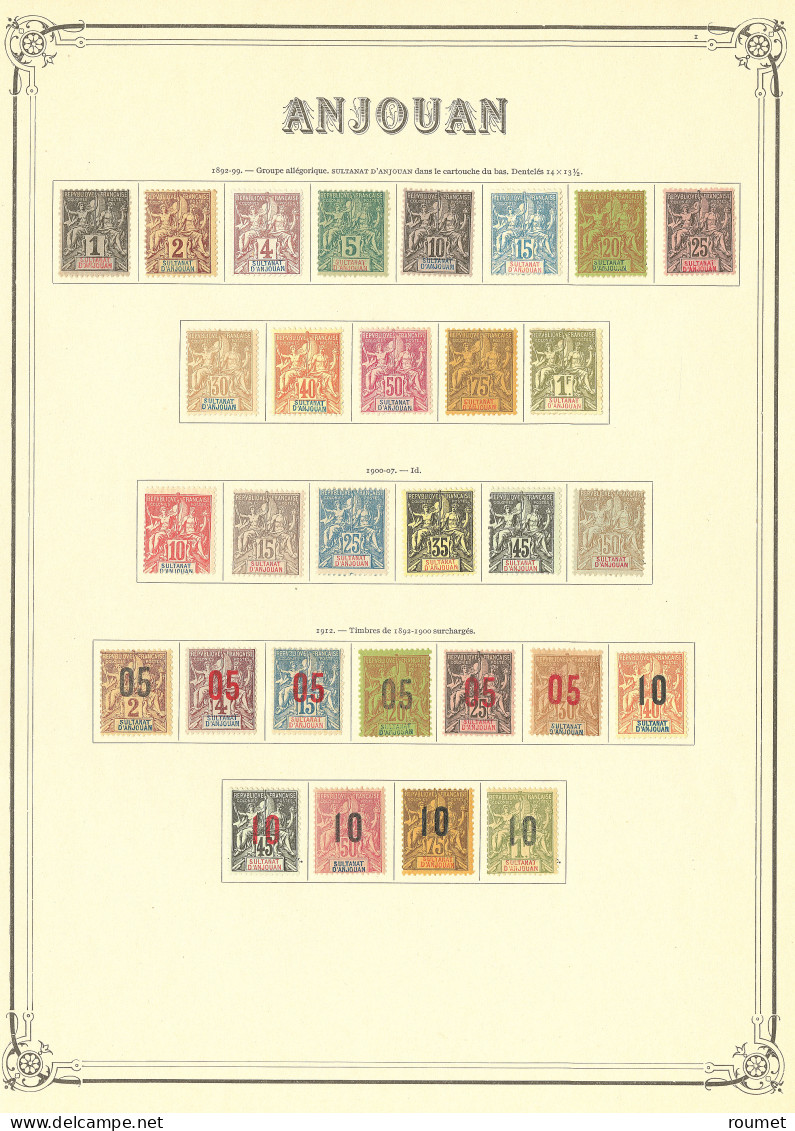 * ANJOUAN. Collection. 1892-1912 (Poste), Complète. - TB - Autres & Non Classés