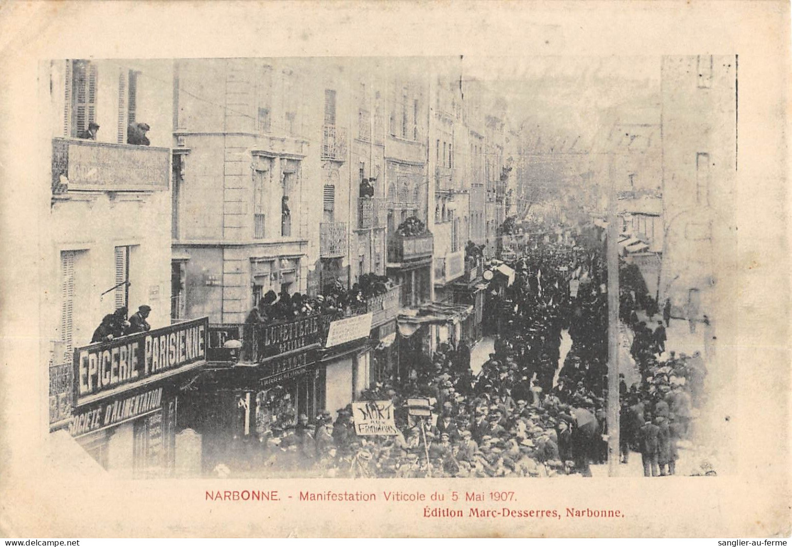 CPA 11 NARBONNE / MANIFESTATION VITICOLE DU 5 MAI 1907 - Andere & Zonder Classificatie