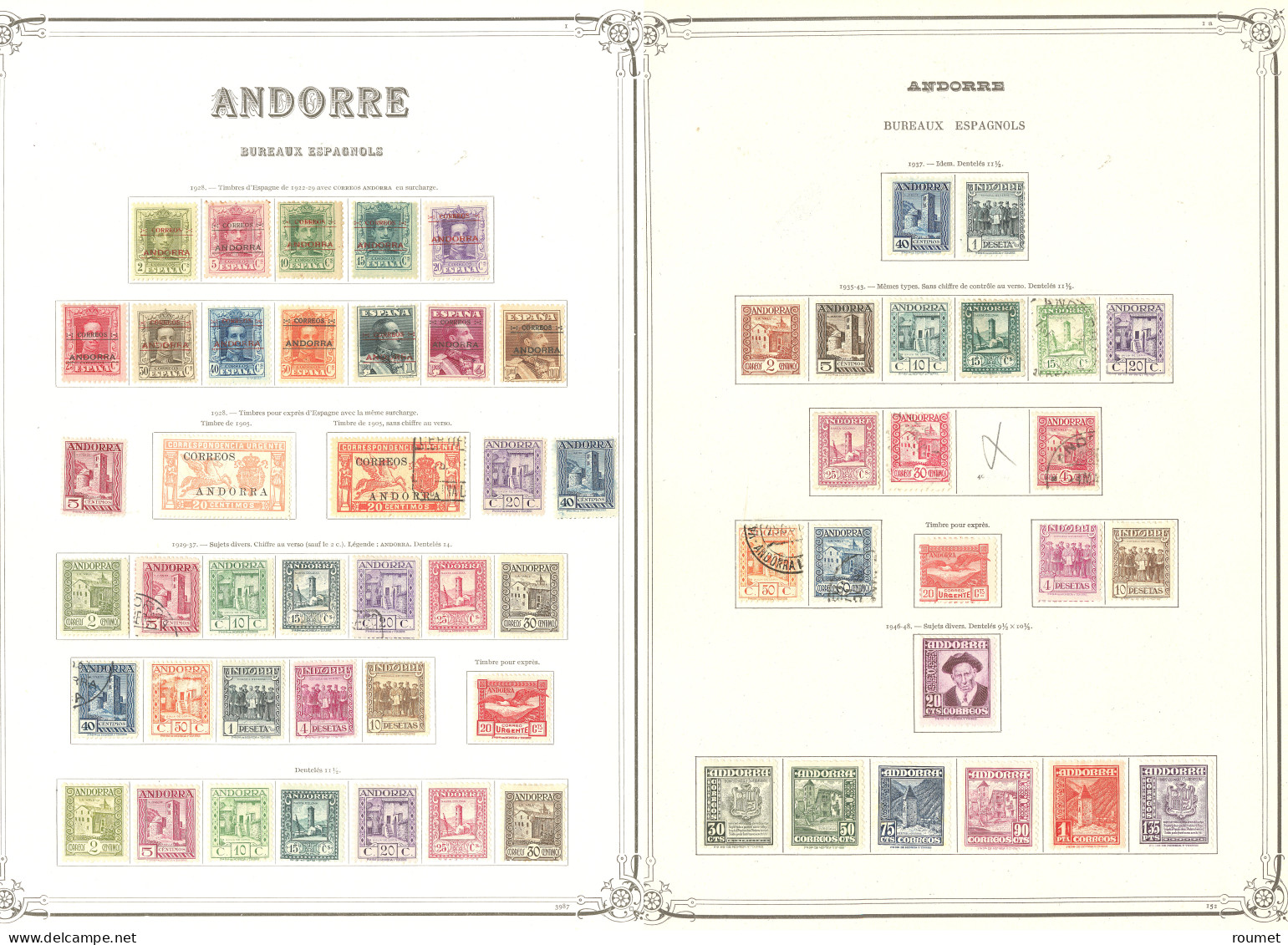 * ANDORRE ESPAGNOL. Collection. 1928-1982 (Poste, PA), Complète Sauf 37 Et 40A. - TB - Autres & Non Classés