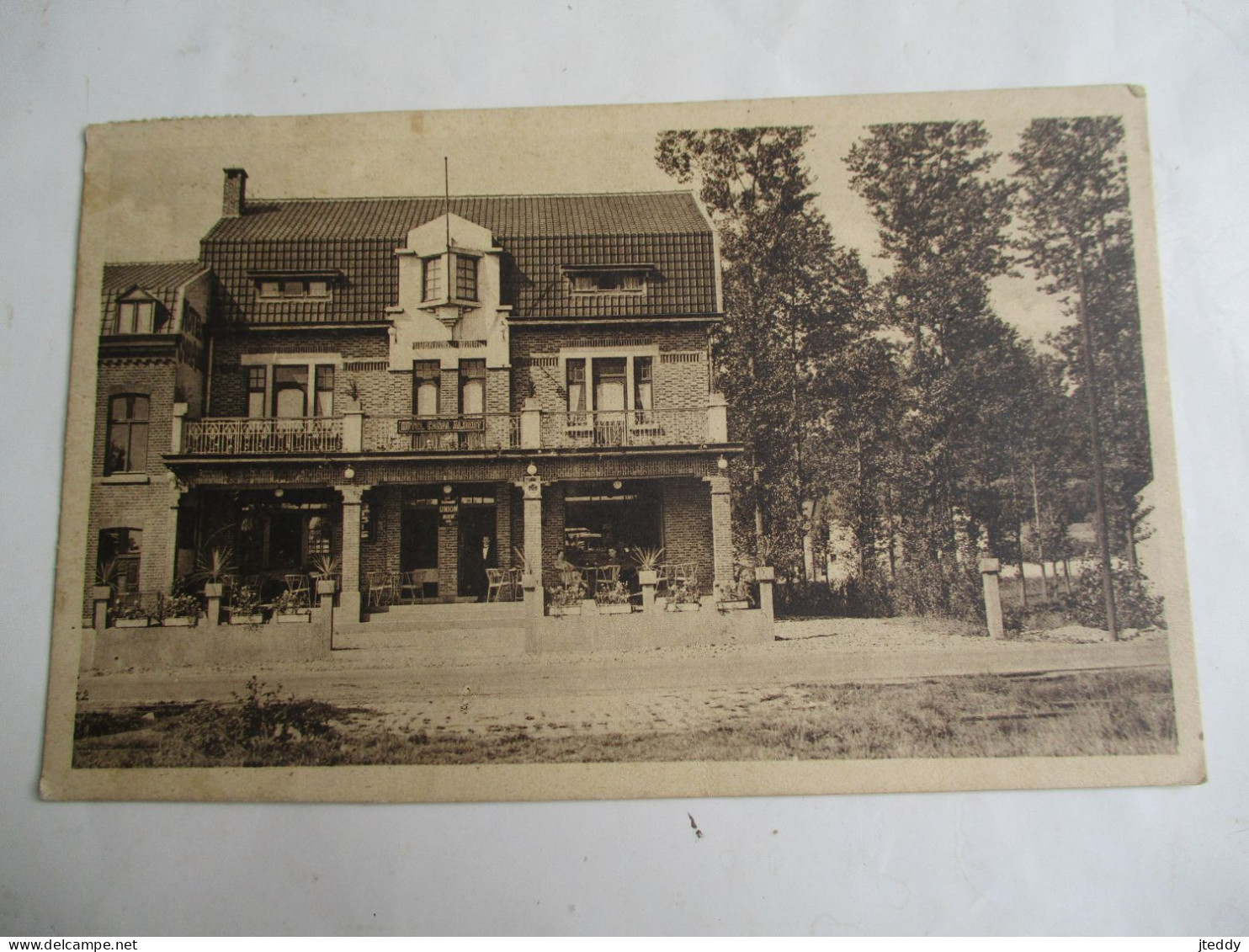 Oude In Sepiakleur  Postkaart Verzonden 1935  HOTEL -- Café - RESTAURANT " DU  CANAL  ALBERT "  RIEMPST - Riemst