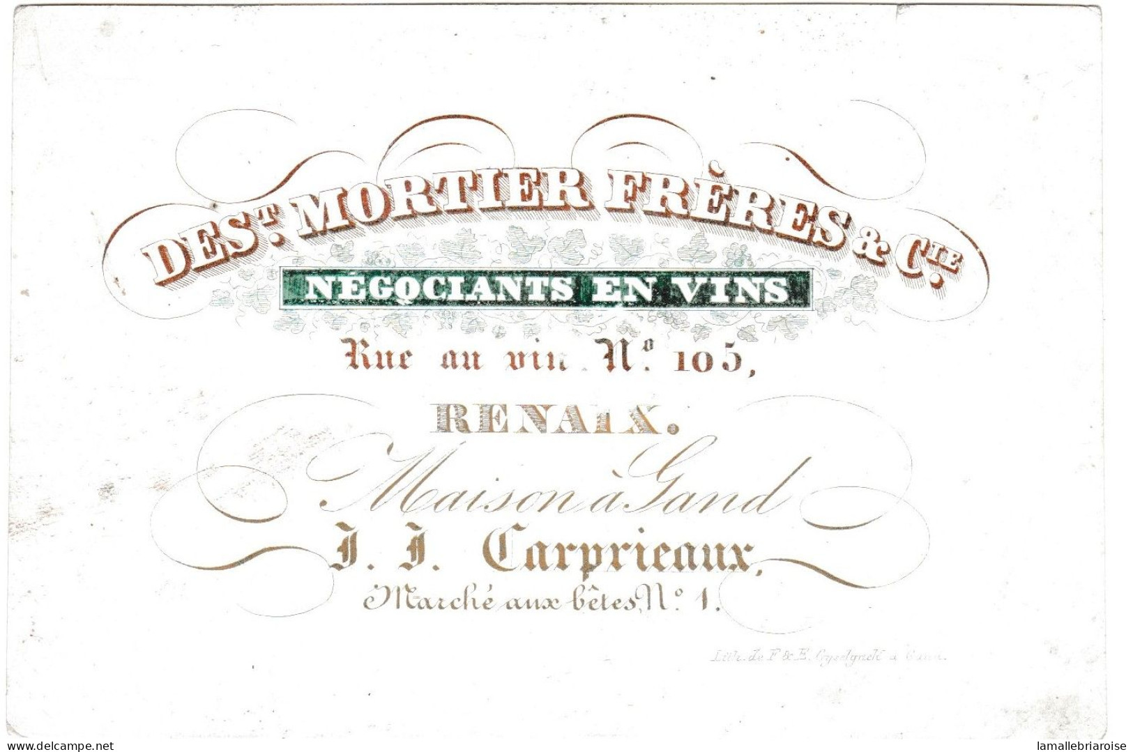 Belgique "Carte Porcelaine" Porseleinkaart, DESt Mortier Frères & Cie, Neg En Vins, Renaix Ronse, Dim:120x 80mm - Porseleinkaarten