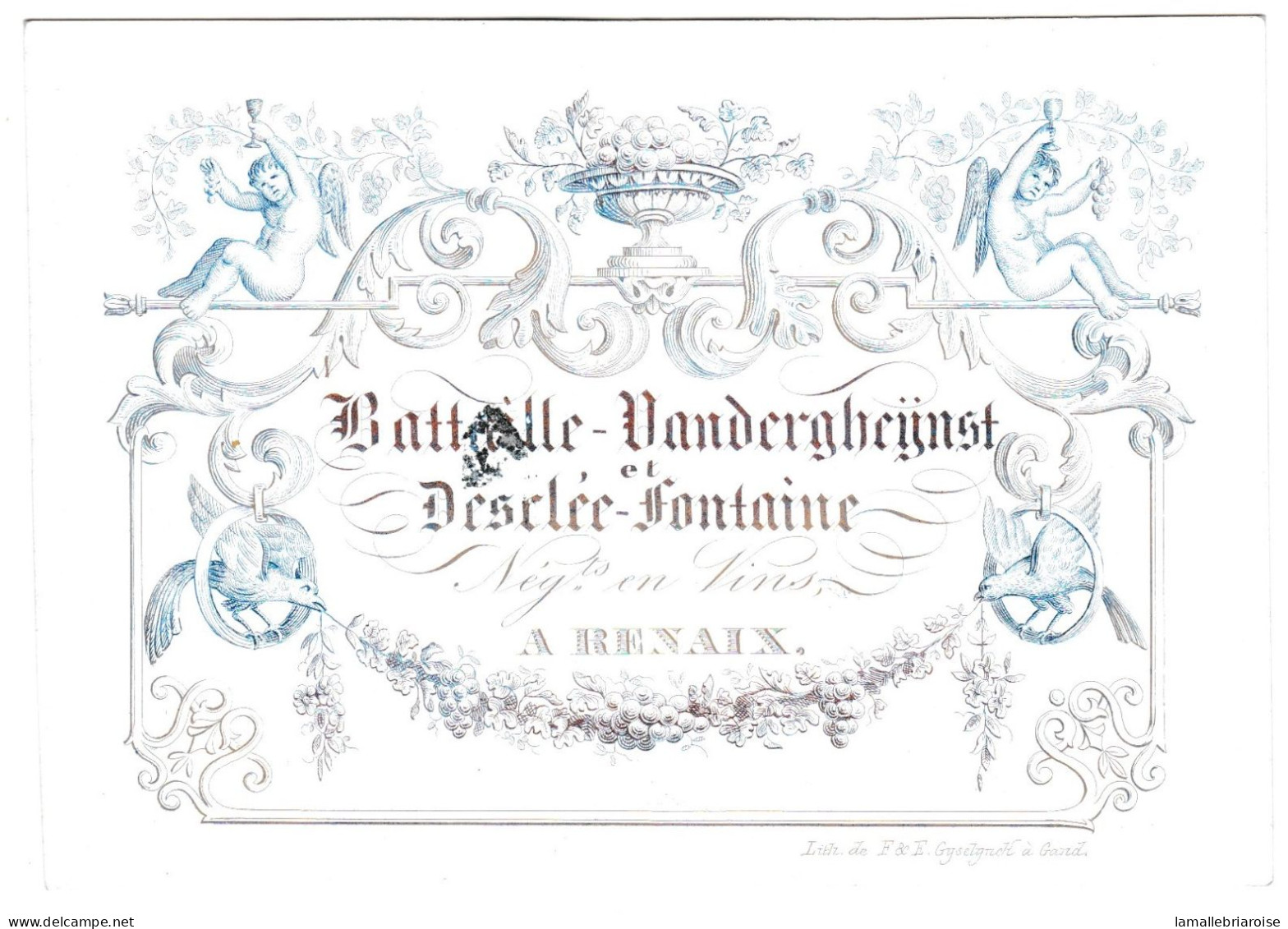 Belgique "Carte Porcelaine" Porseleinkaart, Vandergheynst/Fontaine, Neg En Vins, Renaix Ronse, Dim:135x 95mm - Porzellan