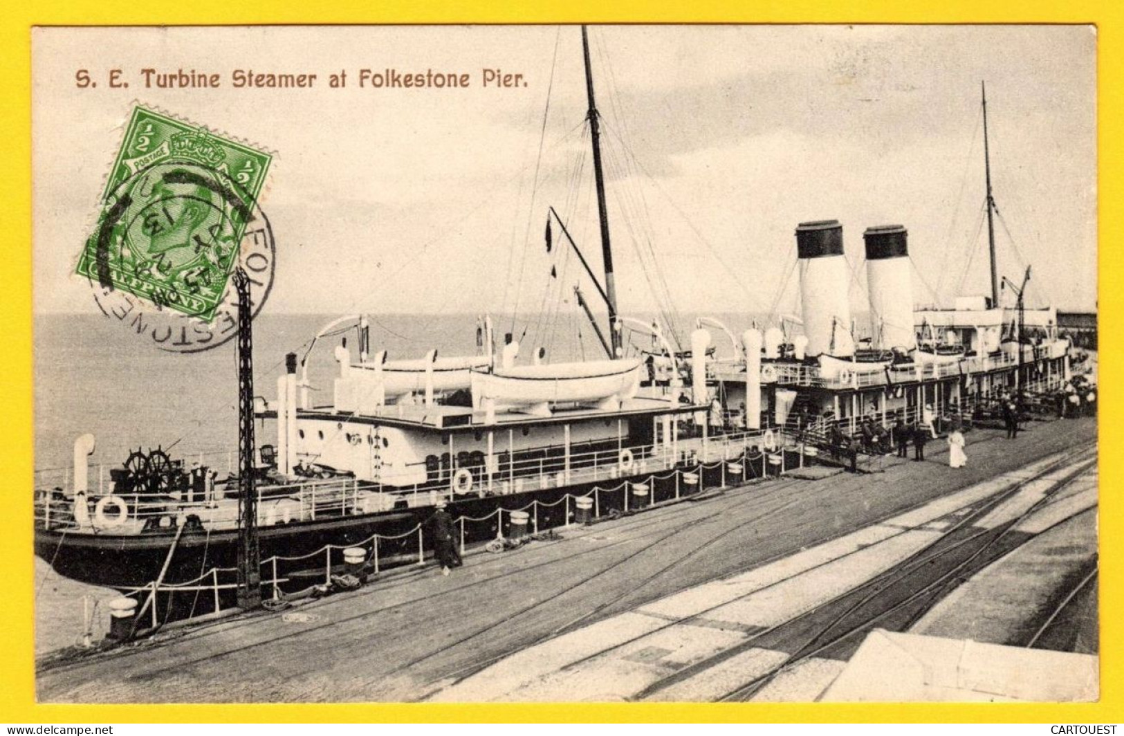 CPA FOLKESTONE PIER  S.E. TURBINE STEAMER - 1913 - Folkestone