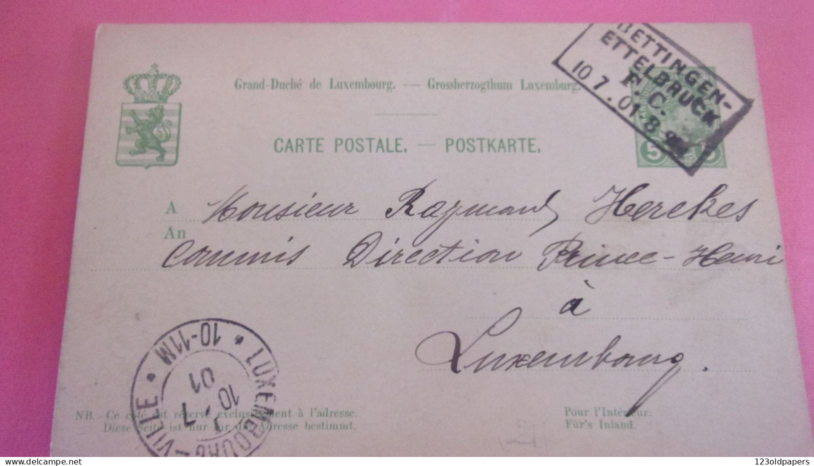 ENTIER POSTAL 1901 LUXEMBOURG  BETTINGEN ETTELBRUCK FC - Entiers Postaux