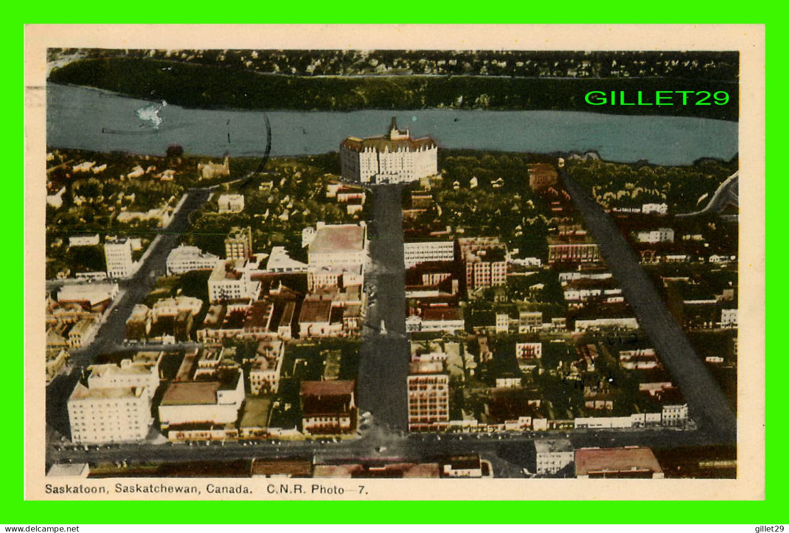 SASKATOON, SASKATCHEWAN - VUE AÉRIENNE DE LA VILLE - C.N.R. PHOTO - TRAVEL IN 1950 - - Saskatoon