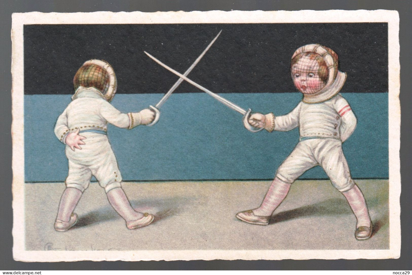 BAMBINI CHE GIOCANO ALLA SCHERMA - 1929 - ILLUSTRATORE COLOMBO - FECHTEN FENCING ESCRIME (ILS96) - Fencing