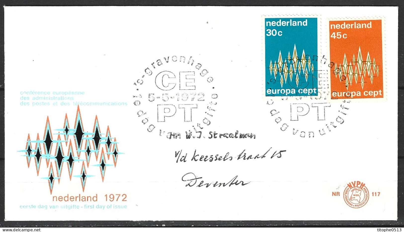 PAYS-BAS. N°958-9 Sur Enveloppe 1er Jour (FDC) De 1972. Europa'72. - 1972