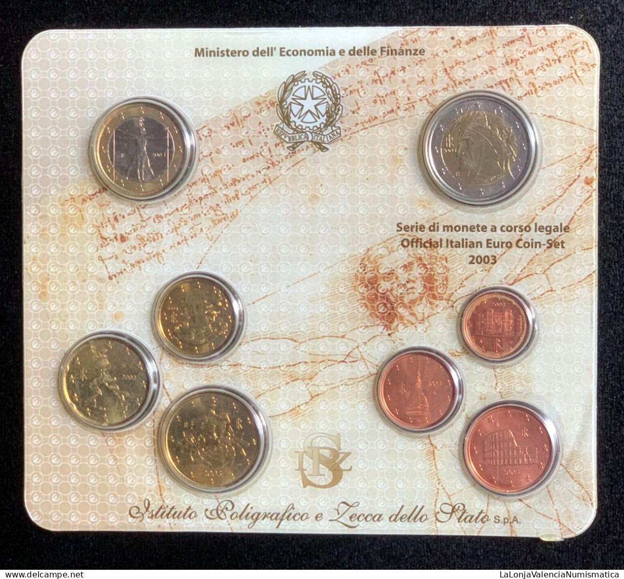 Italia Italy Cartera Oficial Euro Set 8 Monedas 2003 Sc Unc - Mint Sets & Proof Sets