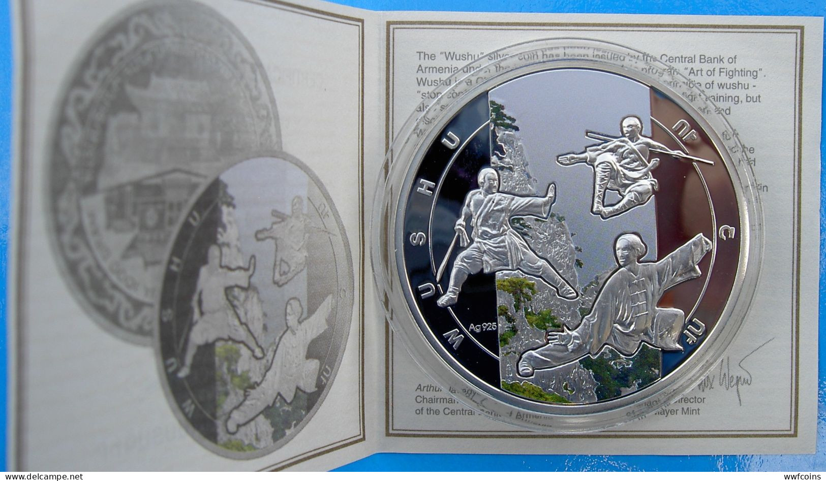 ARMENIA 1000 D 2011 SILVER PROOF WUSHU FIGHTERS JAPAN LANDSCAPE ARTI MARZIALI WEIGHT 28,28g TITOLO 0,925 CONSERVAZIONE F - Armenien