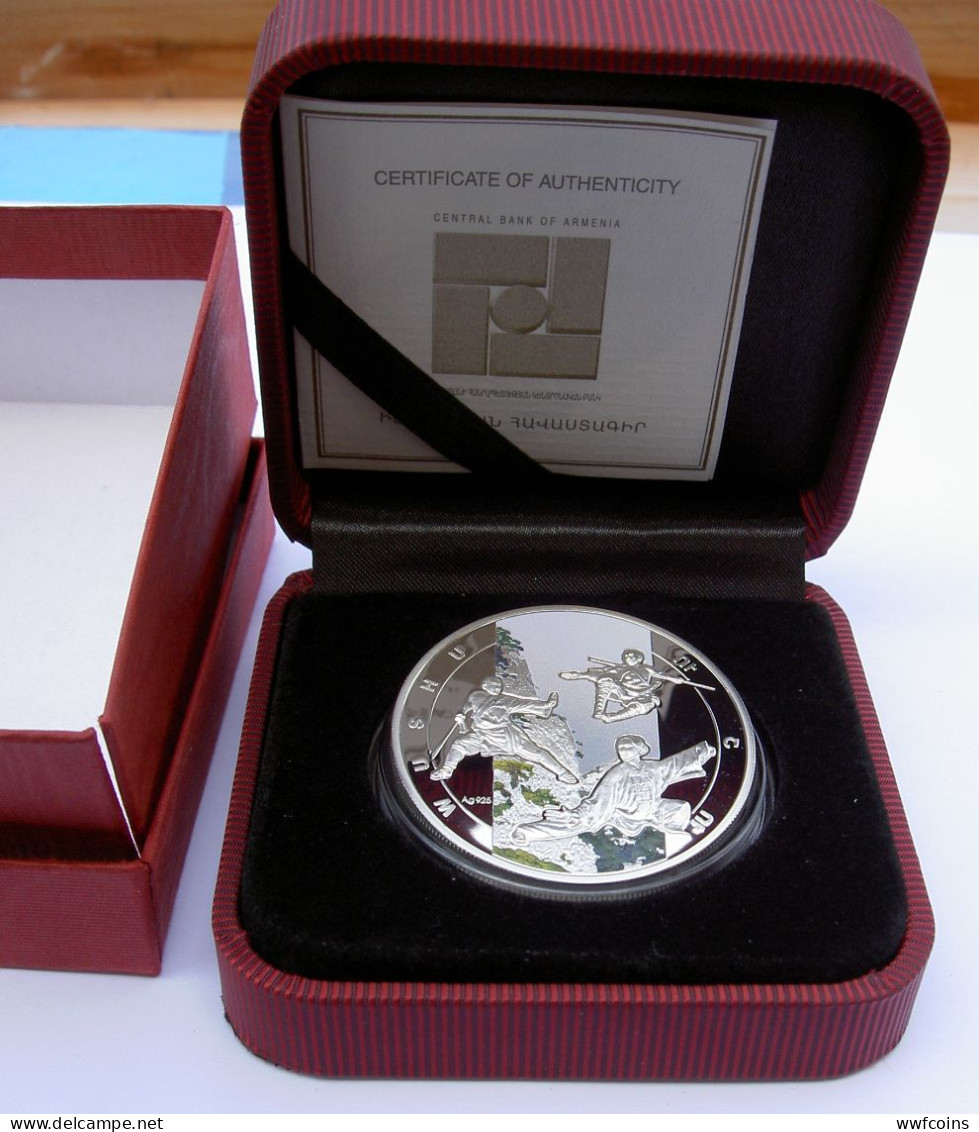 ARMENIA 1000 D 2011 SILVER PROOF WUSHU FIGHTERS JAPAN LANDSCAPE ARTI MARZIALI WEIGHT 28,28g TITOLO 0,925 CONSERVAZIONE F - Armenia