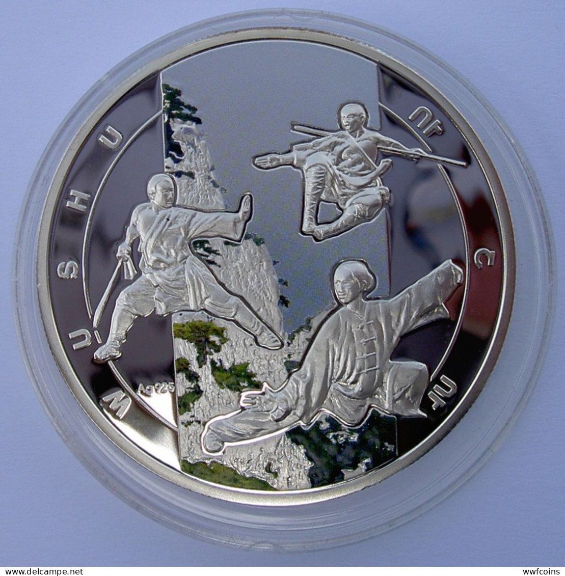 ARMENIA 1000 D 2011 SILVER PROOF WUSHU FIGHTERS JAPAN LANDSCAPE ARTI MARZIALI WEIGHT 28,28g TITOLO 0,925 CONSERVAZIONE F