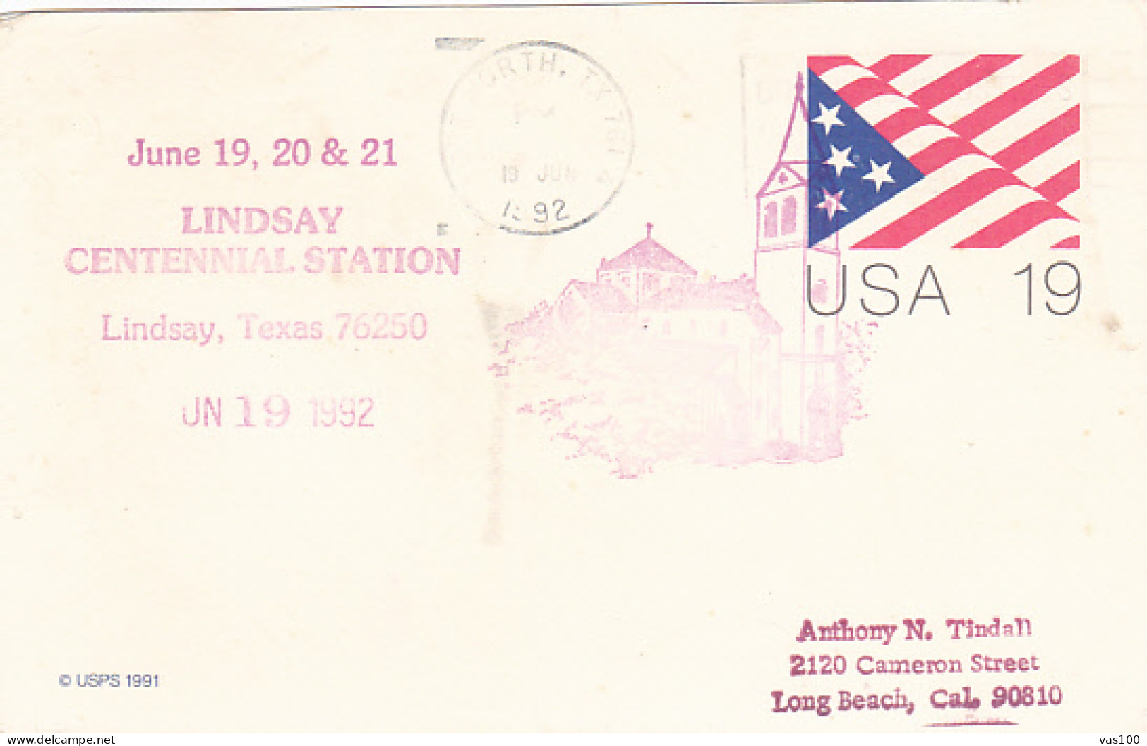 AMERICAN FLAG, PC STATIONERY, ENTIER POSTAL, 1991, USA - 1981-00