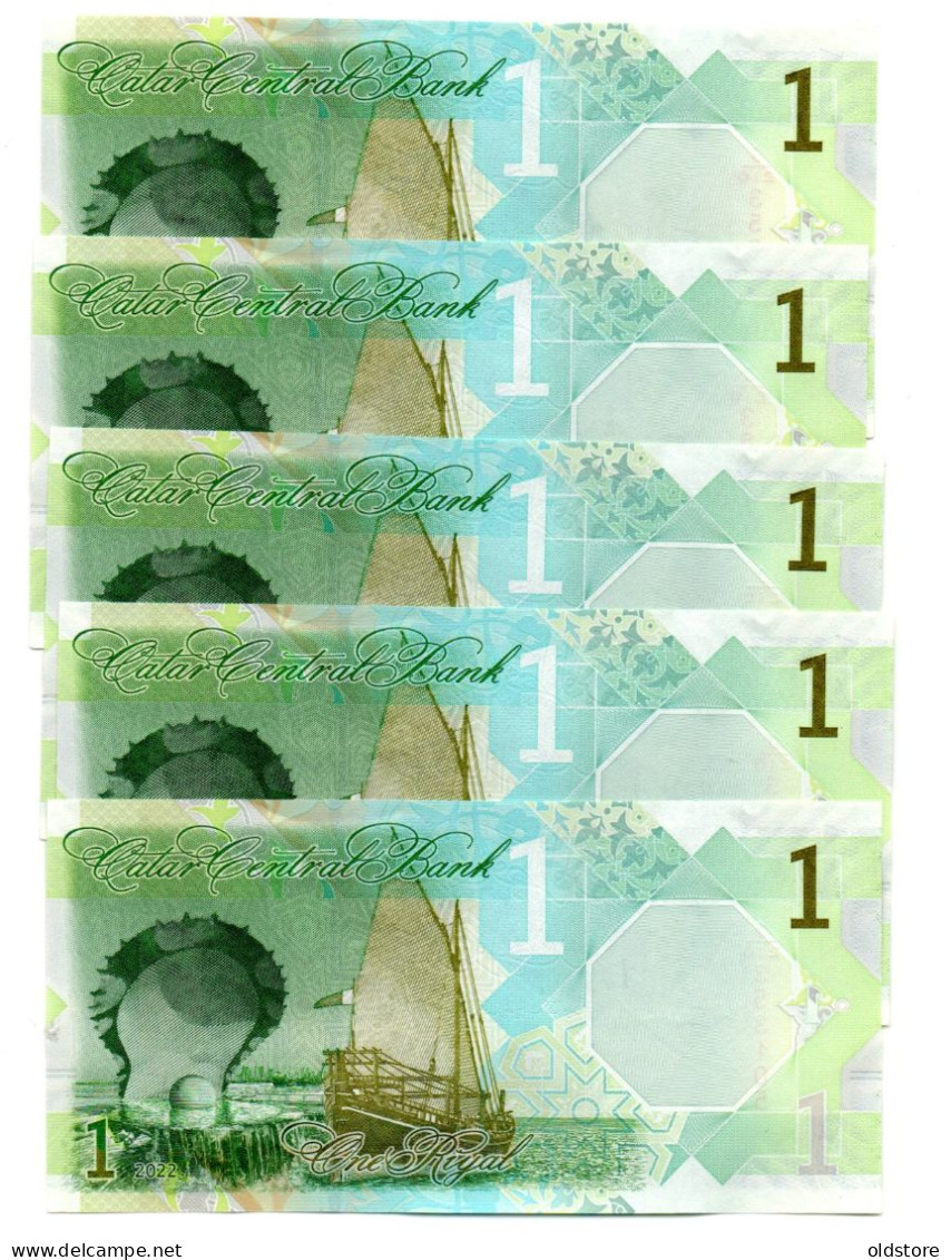 Qatar Banknotes - 1 Riyal - 5 Pcs LOT - Consecutive - ND 2020 UNC - Qatar