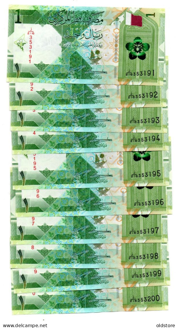 Qatar Banknotes - 1 Riyal - 10 Pcs LOT - Consecutive - ND 2020 UNC - Qatar