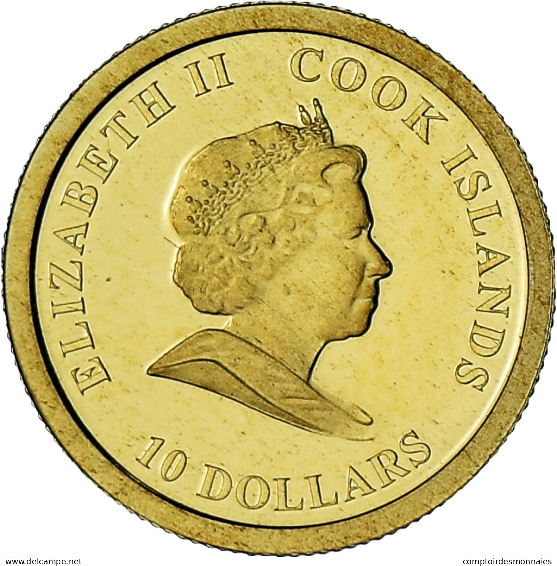 Îles Cook, Elizabeth II, James Cook, 10 Dollars, 2008, BE, FDC, Or - Cookeilanden