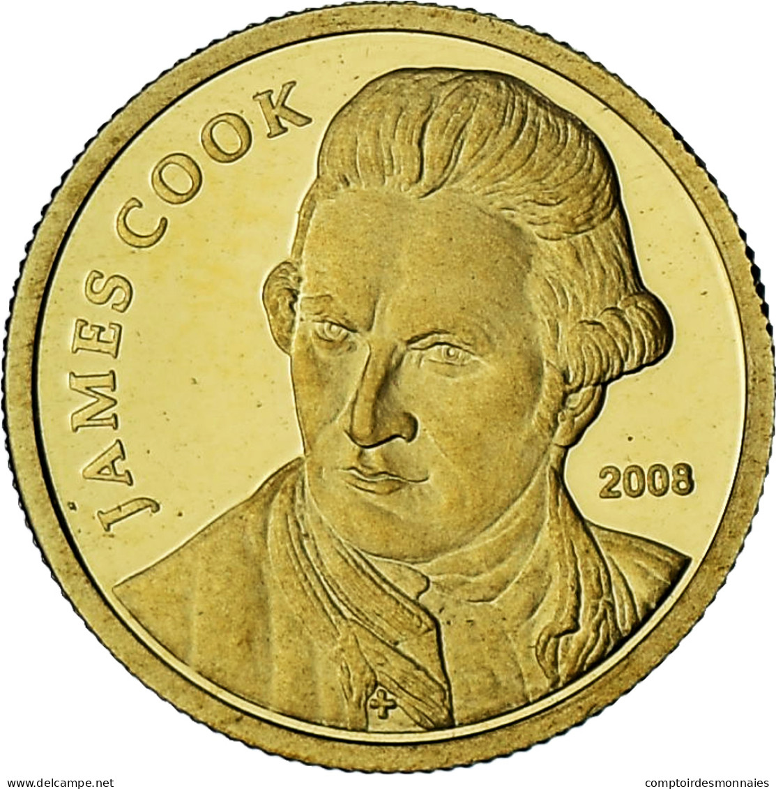 Îles Cook, Elizabeth II, James Cook, 10 Dollars, 2008, BE, FDC, Or - Cook