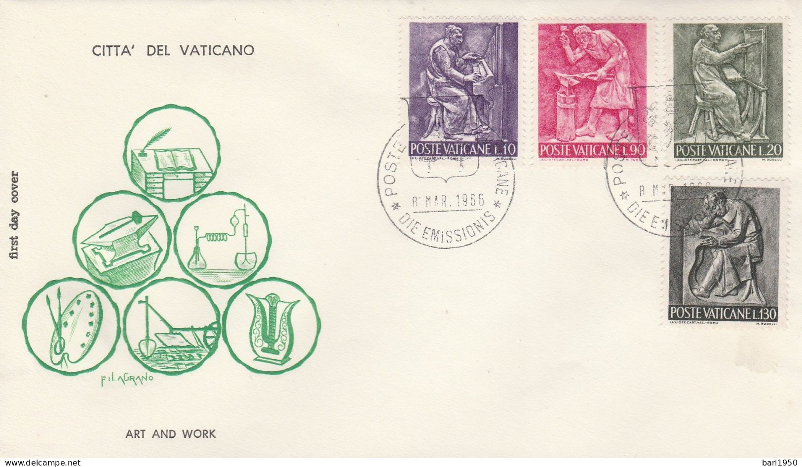 POSTE VATICANE - 4  Valori Da L.10 E L.20 L. 90 E L.130, Primo Giorno Di Emissione Su Busta - Used Stamps