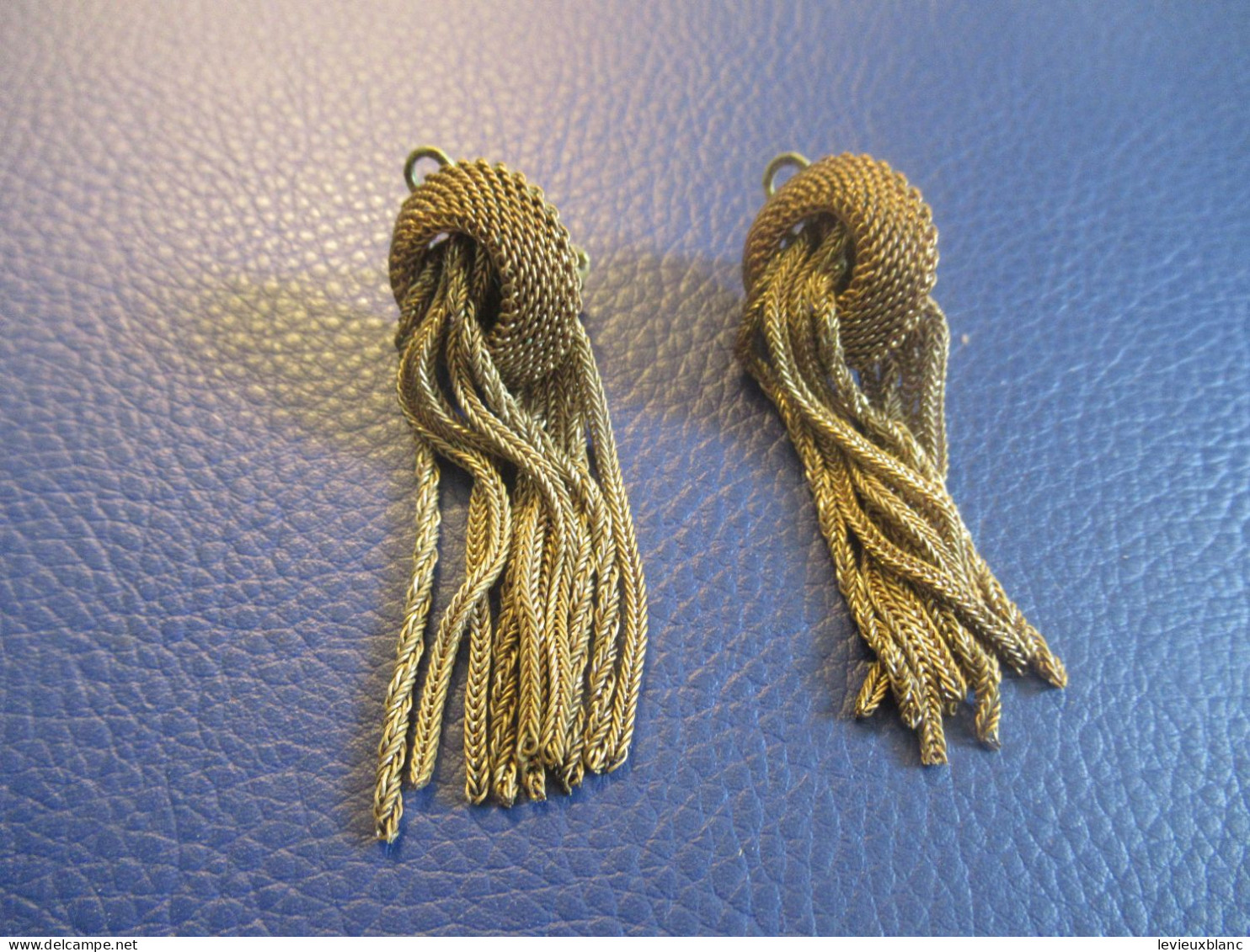 Boucles D'Oreille Anciennes/ Avec Attaches -pinces/Pendilles En Chaînette/ Vers1930-1950     BIJ181 - Other & Unclassified