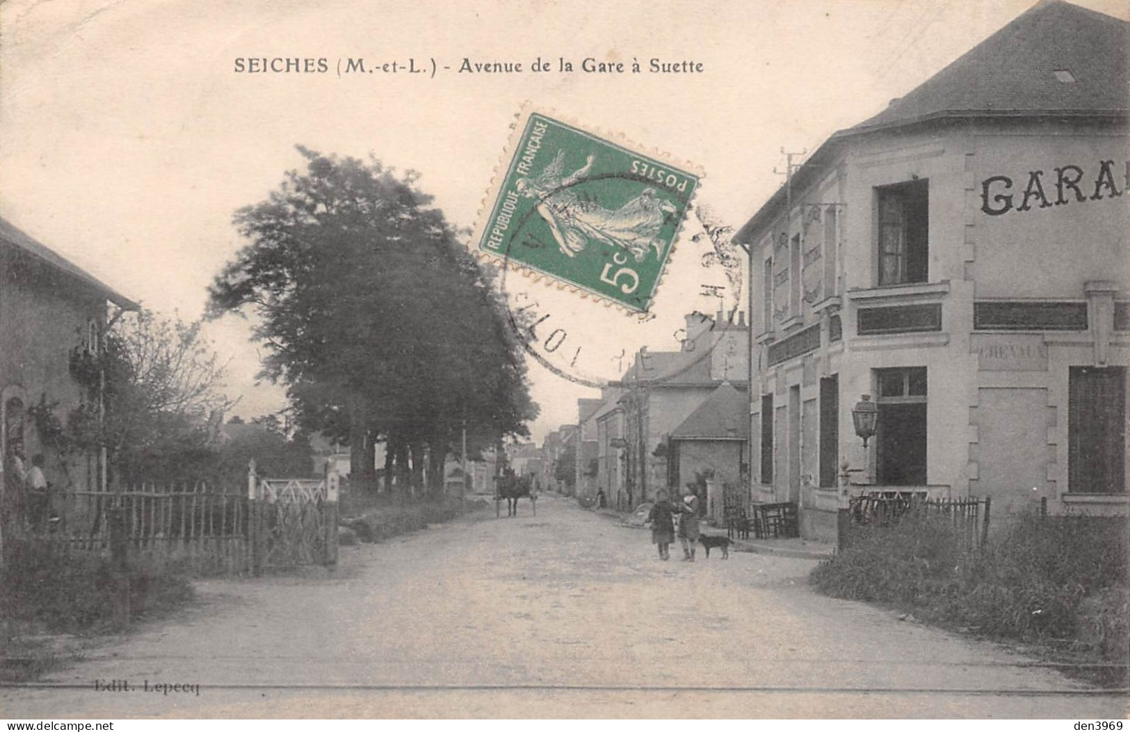 SEICHES (Maine-et-Loire) - Avenue De La Gare à Suette - Passage à Niveau, Voie Ferrée - Voyagé 191? (2 Scans) - Seiches Sur Le Loir