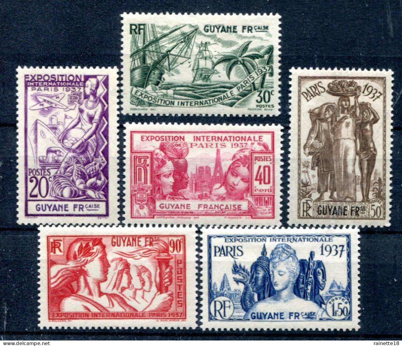 Guyane        143/148  * - Unused Stamps