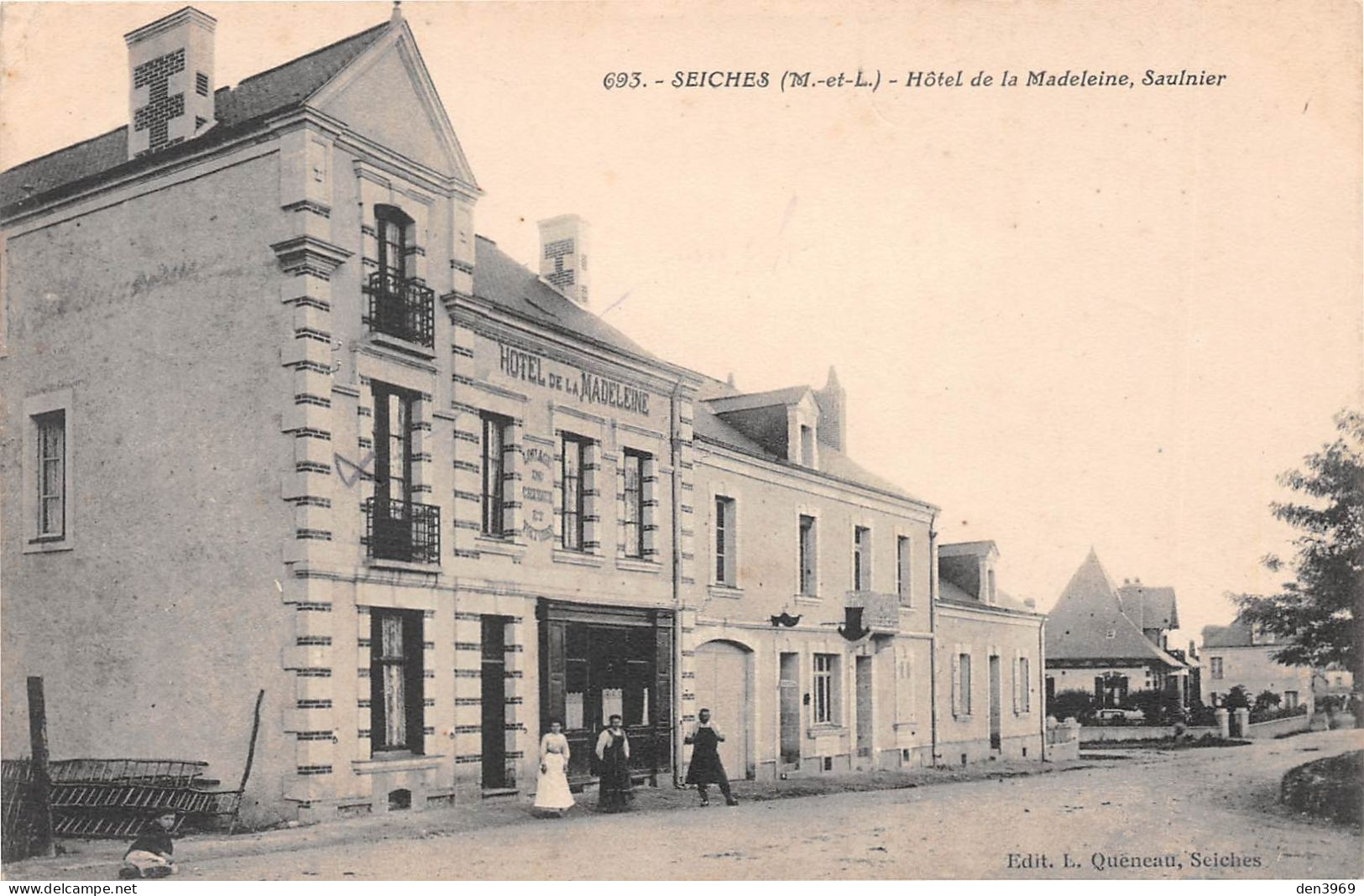 SEICHES (Maine-et-Loire) - Hôtel De La Madeleine, Saulnier - Voyagé 191? (2 Scans) Gustave Chambard, Château-Chalon 39 - Seiches Sur Le Loir